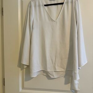 Zara White  V-Neck Blouse Shirt